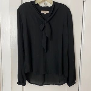 Black blouse with tie neck